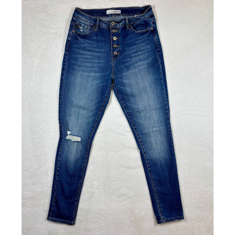 KanCan Curvy Midrise Skinny Denim Jeans Button Fly Distressed Stretch size 9/28